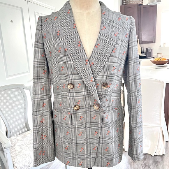 Brooks Brothers Floral Glen Plaid Double Breasted Blazer - Picture 4 of 17